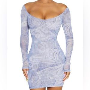 Naked Wardrobe Marble Let’s Mesh Around Dress